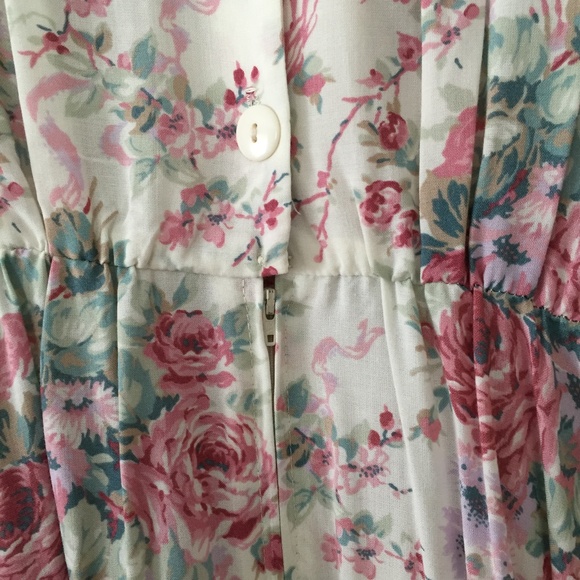 VINTAGE JESSICA  HOWARD  Floral Pastels LONG SLEEVE PLEATED SKIRT BUTTON UP BACK - Picture 4 of 8